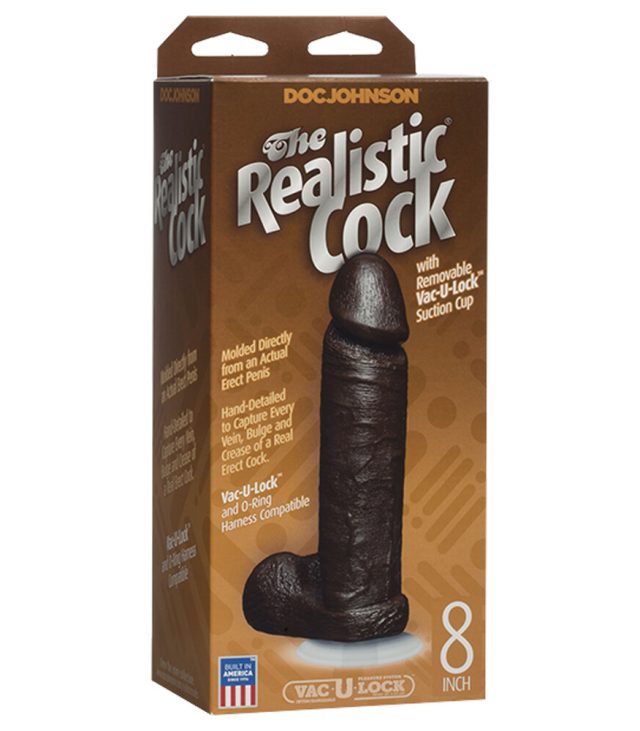 The Realistic Cock 8 Inch Dildo Black - Image 3