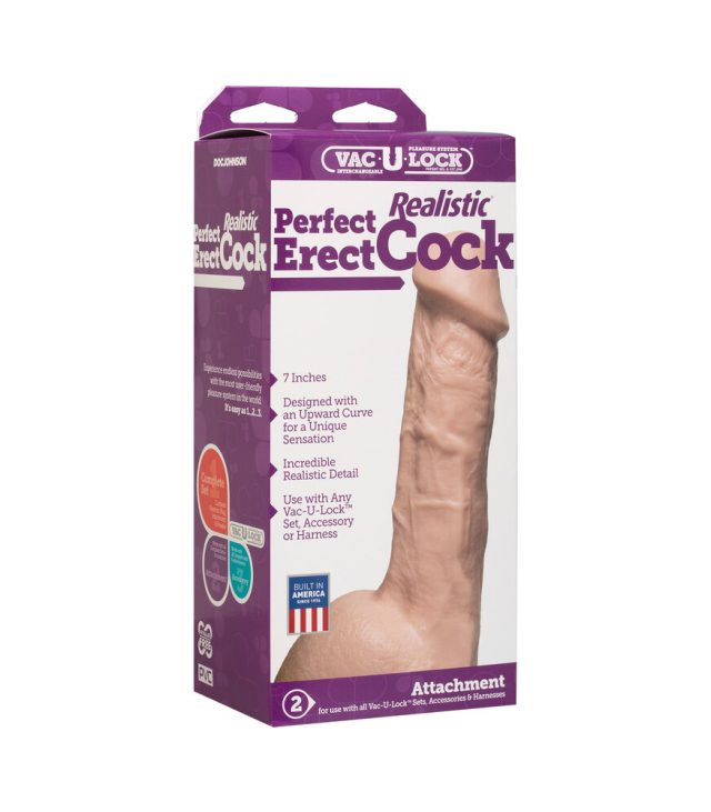 VacULock 7 Inch Perfect Erect Cock Attachment Flesh Pink - Image 2