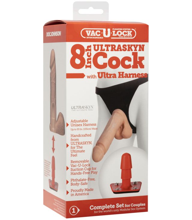 VacULock Ultraskyn 8 Inch Realistic Cock With Ultra Harness - Image 3