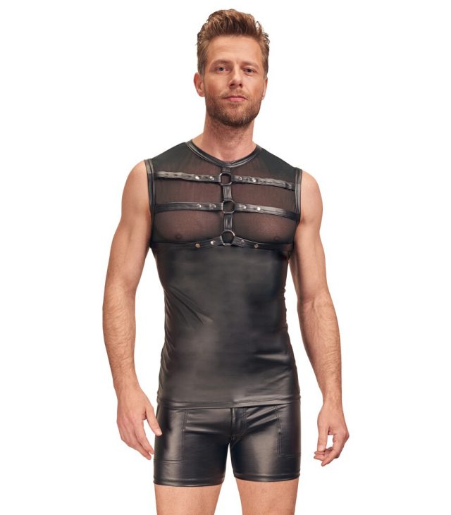 NEK Matte Look Shirt With Chest Harness Black