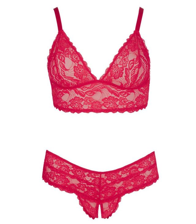 Cottelli Plus Size Red Lace Bra And Briefs - Image 4