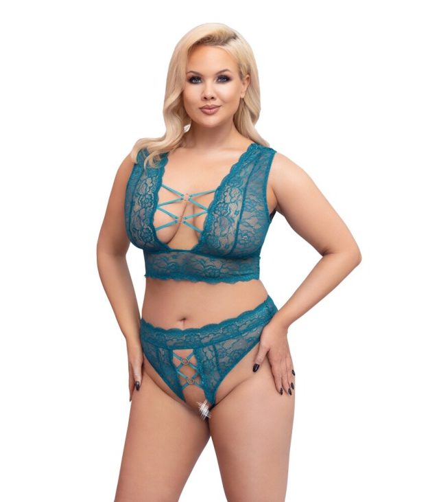 Cottelli Curves Bralette and Crotchless Thong Set