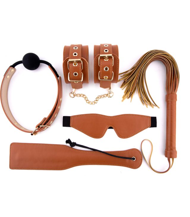 Elite BDSM Cognac Vegan Leather Set