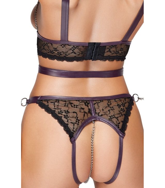 Cottelli Lace and Chain Bondage Crotchless Set - Image 2