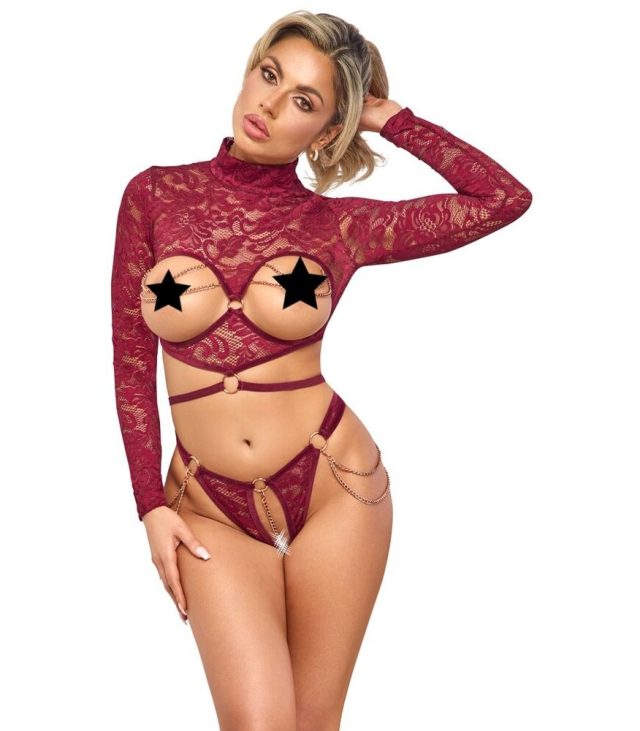Abierta Fina Open Red Lace Body