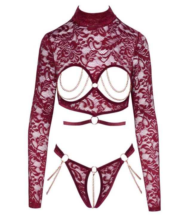 Abierta Fina Open Red Lace Body - Image 3