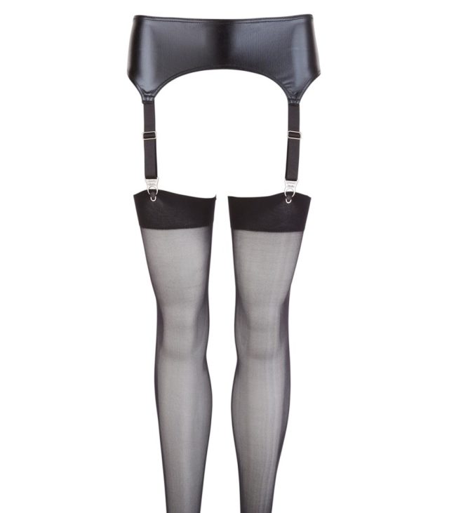 NOXQSE Wet Look Suspender Belt And Stockings - Image 3