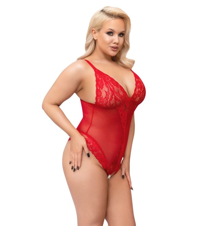 Cottelli Curves Crotchless Body Red - Image 2