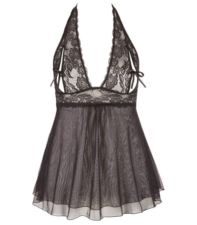 Cottelli Plus Size Halter Neck Babydoll Black - Image 3