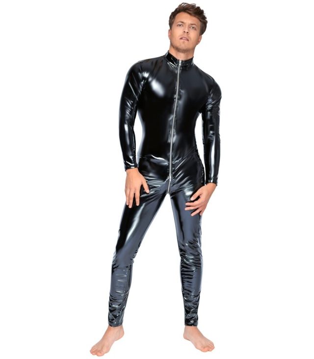 Black Level Vinyl Jumpsuit With Zip Black
