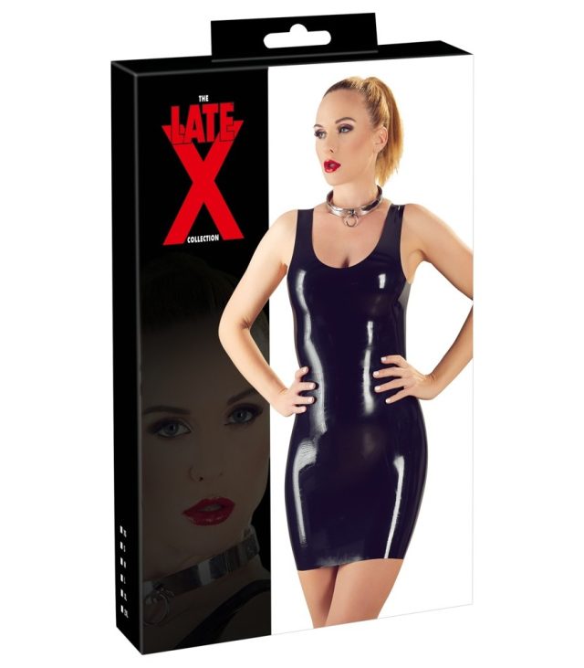 LateX Mini Dress Black - Image 4
