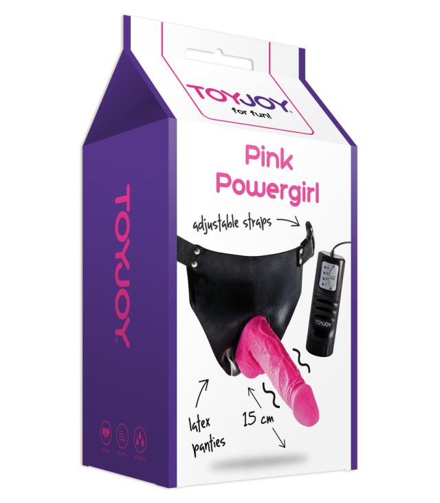 ToyJoy Pink Powergirl Strap On Vibrating Dong - Image 2