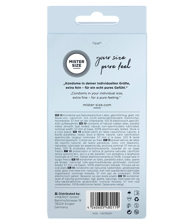 Mister Size 57mm Your Size Pure Feel Condoms 10 Pack - Image 2