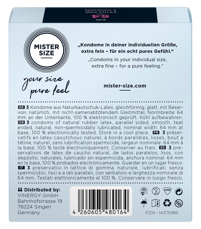 Mister Size 64mm Your Size Pure Feel Condoms 3 Pack - Image 2