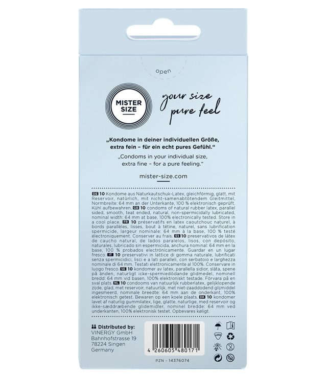 Mister Size 64mm Your Size Pure Feel Condoms 10 Pack - Image 2