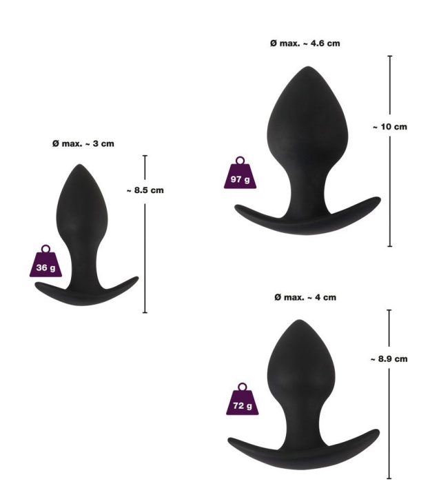 Black Velvet Silicone Three Piece Anal Training Set - Image 4