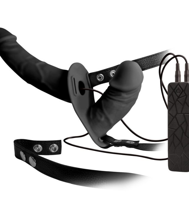 Double Thruster Vibrating Double Ended Dildo With Harness