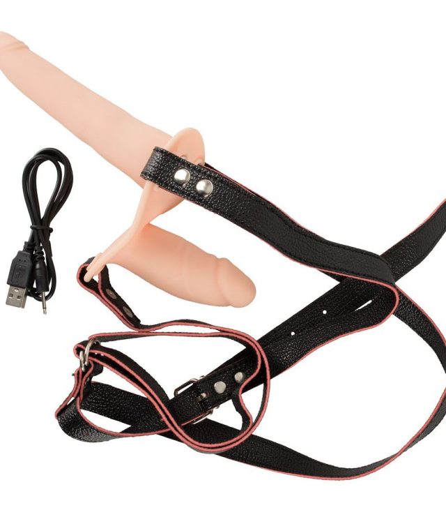 Soft Touch Silicone Rechargeable Vibrating Double Strap On - Image 3