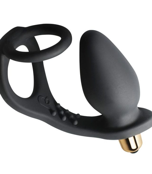Rocks Off 7 Speed ROZen Cock Ring And Anal Plug Black
