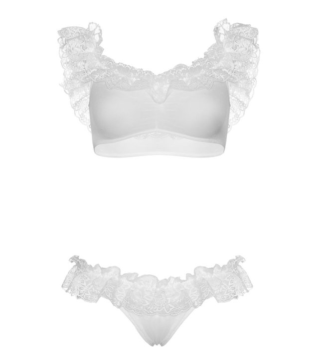 Leg Avenue Lace Ruffle Crop Top and Panty UK 6 to 12 - Image 3