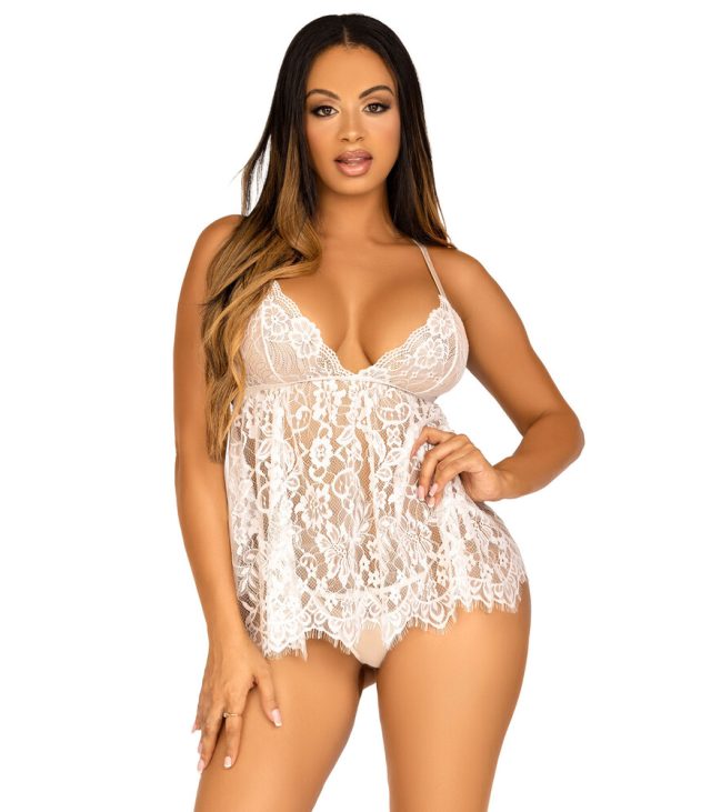 Leg Avenue Lace Babydoll And G String Panty