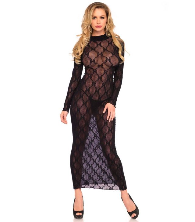 Leg Avenue Long Sleeved Long Dress UK 6 to 12