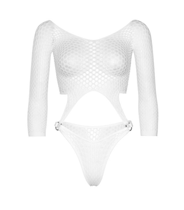 Leg Avenue Top Bodysuit with Thong White UK 6 to 12 - Image 4