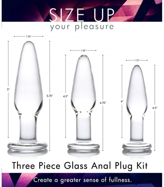 XR Dosha 3 Piece Glass Anal Plug Kit - Image 2