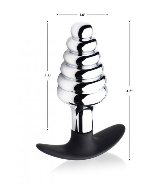 Master Series Dark Hive Metal And Silicone Ribbed Anal Plug - Image 4