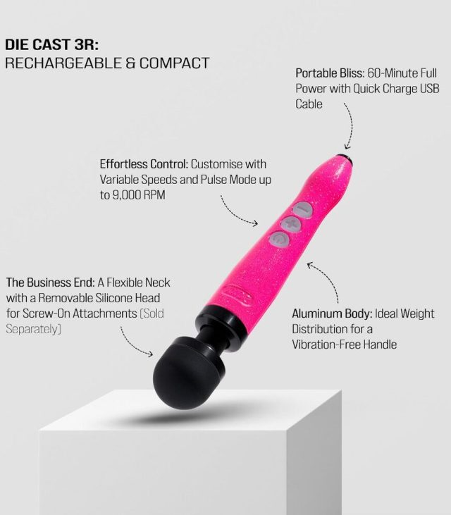 Doxy Die Cast Wand Rechargeable HOT PINK - Image 4