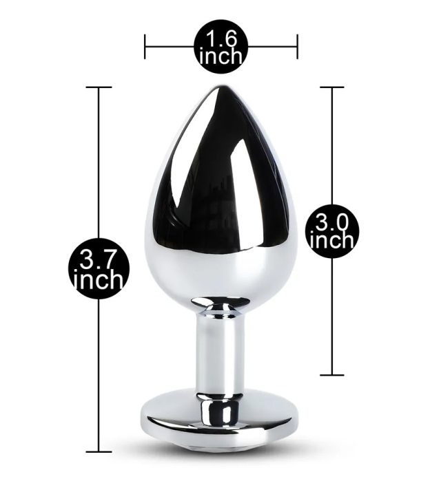 Large Metal Anal Plug With Clear Crystal - Image 4