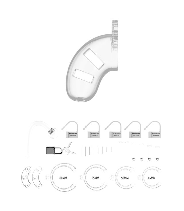 Man Cage 10  Male 3.5 Inch Clear Chastity Cage With Anal Plug - Image 3