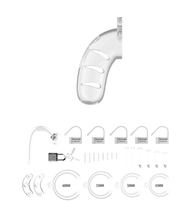 Man Cage 11  Male 4.5 Inch Clear Chastity Cage With Anal Plug - Image 3
