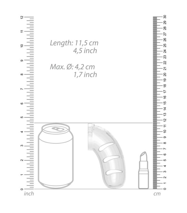 Man Cage 11  Male 4.5 Inch Clear Chastity Cage With Anal Plug - Image 4
