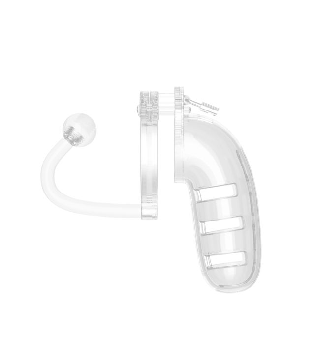 Man Cage 12  Male 5.5 Inch Clear Chastity Cage With Anal Plug - Image 2