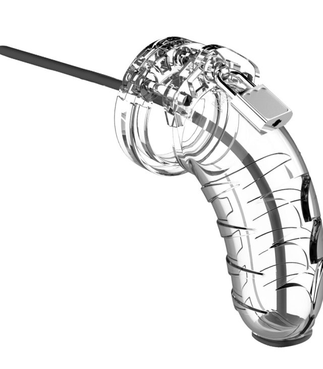 Man Cage 16 Male 4.5 Inch Clear Chastity Cage With Urethal Sound