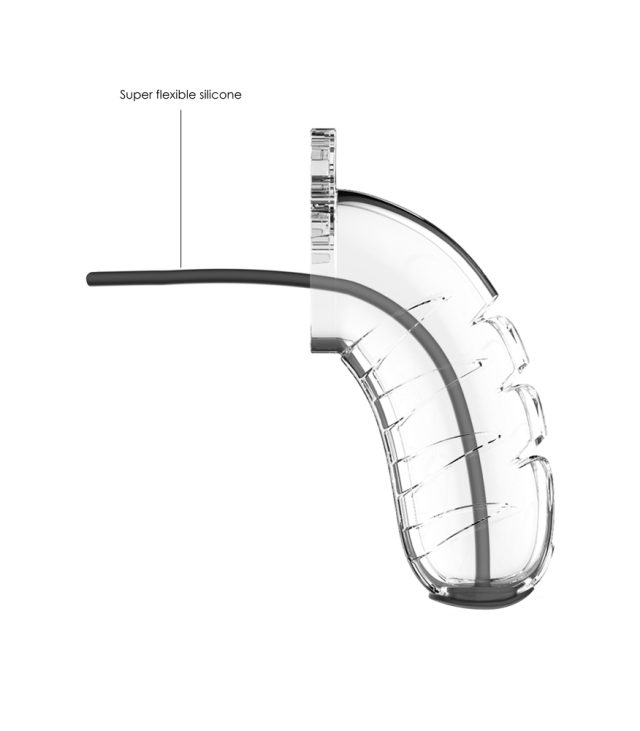 Man Cage 16 Male 4.5 Inch Clear Chastity Cage With Urethal Sound - Image 2