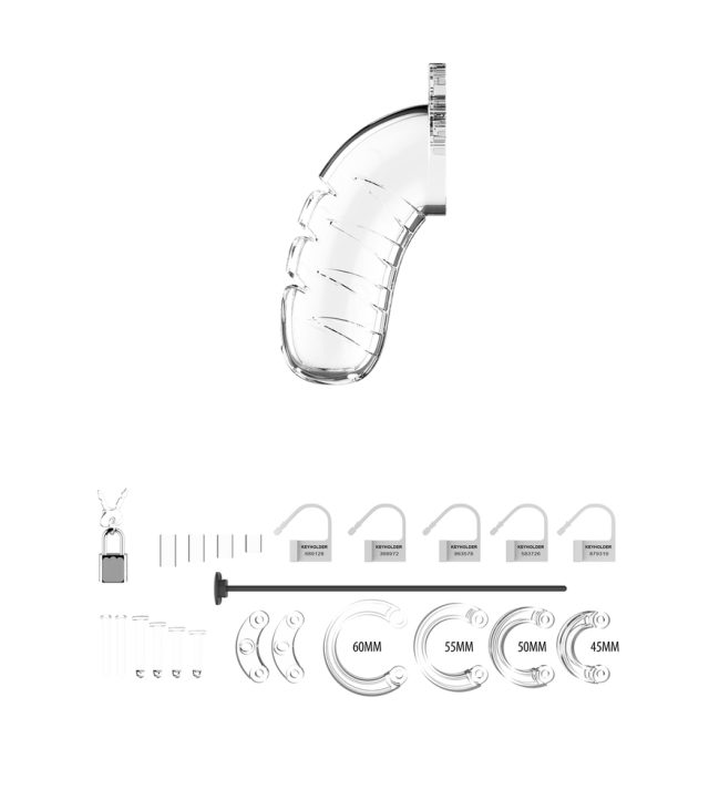 Man Cage 16 Male 4.5 Inch Clear Chastity Cage With Urethal Sound - Image 3