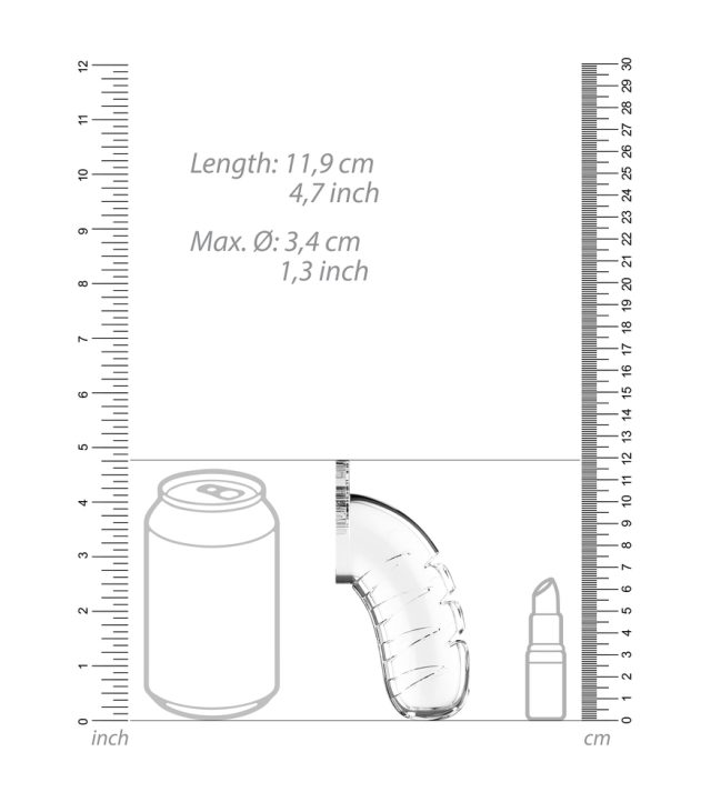 Man Cage 16 Male 4.5 Inch Clear Chastity Cage With Urethal Sound - Image 4