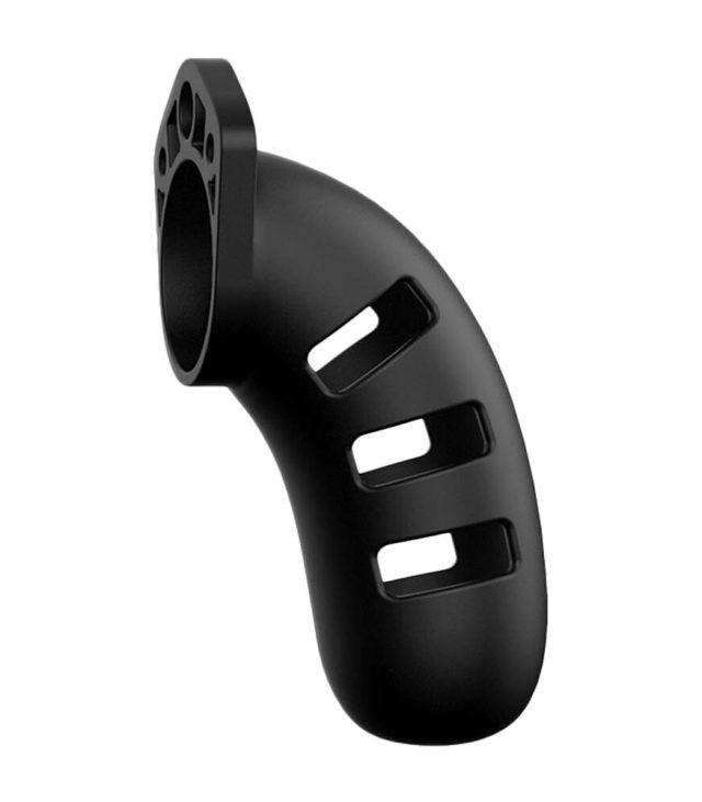 Man Cage 21 Male 4.5 Inch Black Silicone Chastity Cage - Image 2