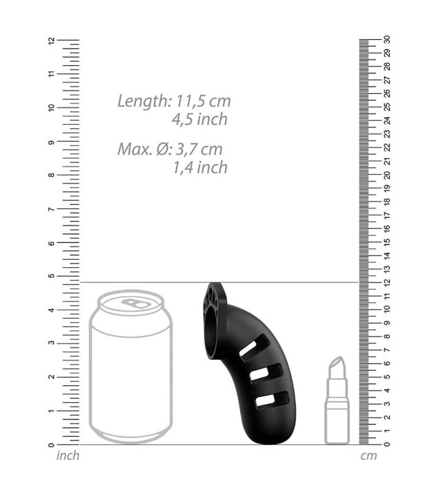Man Cage 21 Male 4.5 Inch Black Silicone Chastity Cage - Image 3