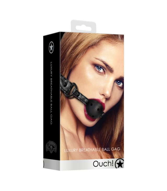 Ouch Breathable Luxury Black Ball Gag - Image 4