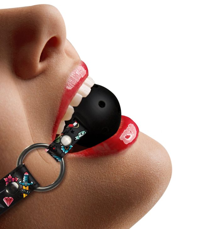 Ouch Breathable Ball Gag With Printed Leather Straps - Image 2