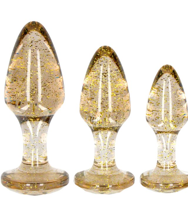 Ouch Golden Glitter Acrylic Butt Plug Set