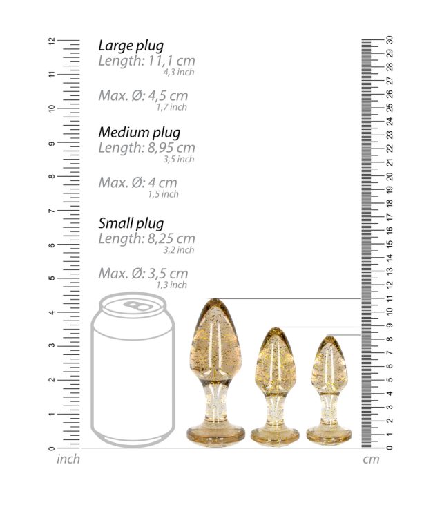 Ouch Golden Glitter Acrylic Butt Plug Set - Image 3