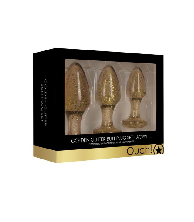 Ouch Golden Glitter Acrylic Butt Plug Set - Image 4