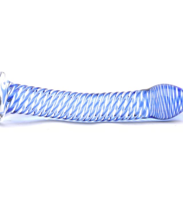 Glass Dildo With Blue Spiral Design - Image 2