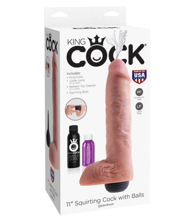 King Cock 11 Inch Squirting Cock With Balls Flesh - Image 4