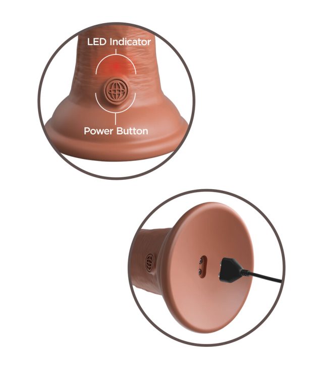 King Cock Elite 6 Inch Dual Density Vibrating Cock Flesh Brown - Image 4
