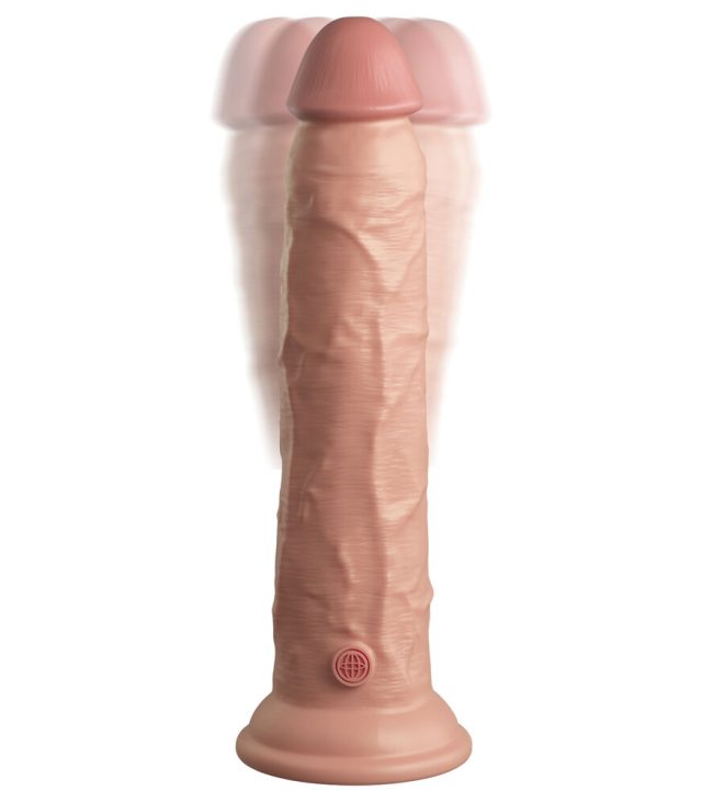 King Cock Elite 9 Inch Dual Density Vibrating Cock Flesh Pink - Image 3